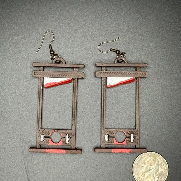 Handpainted Custom Guillotine Earrings - Picture 4 of 4